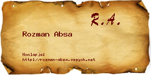 Rozman Absa névjegykártya